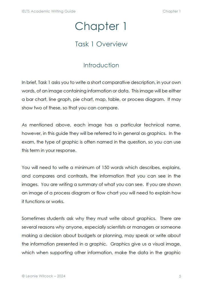 Page 5 of the IELTS Academic Writing Guide eBook displaying the first page of the introduction section.